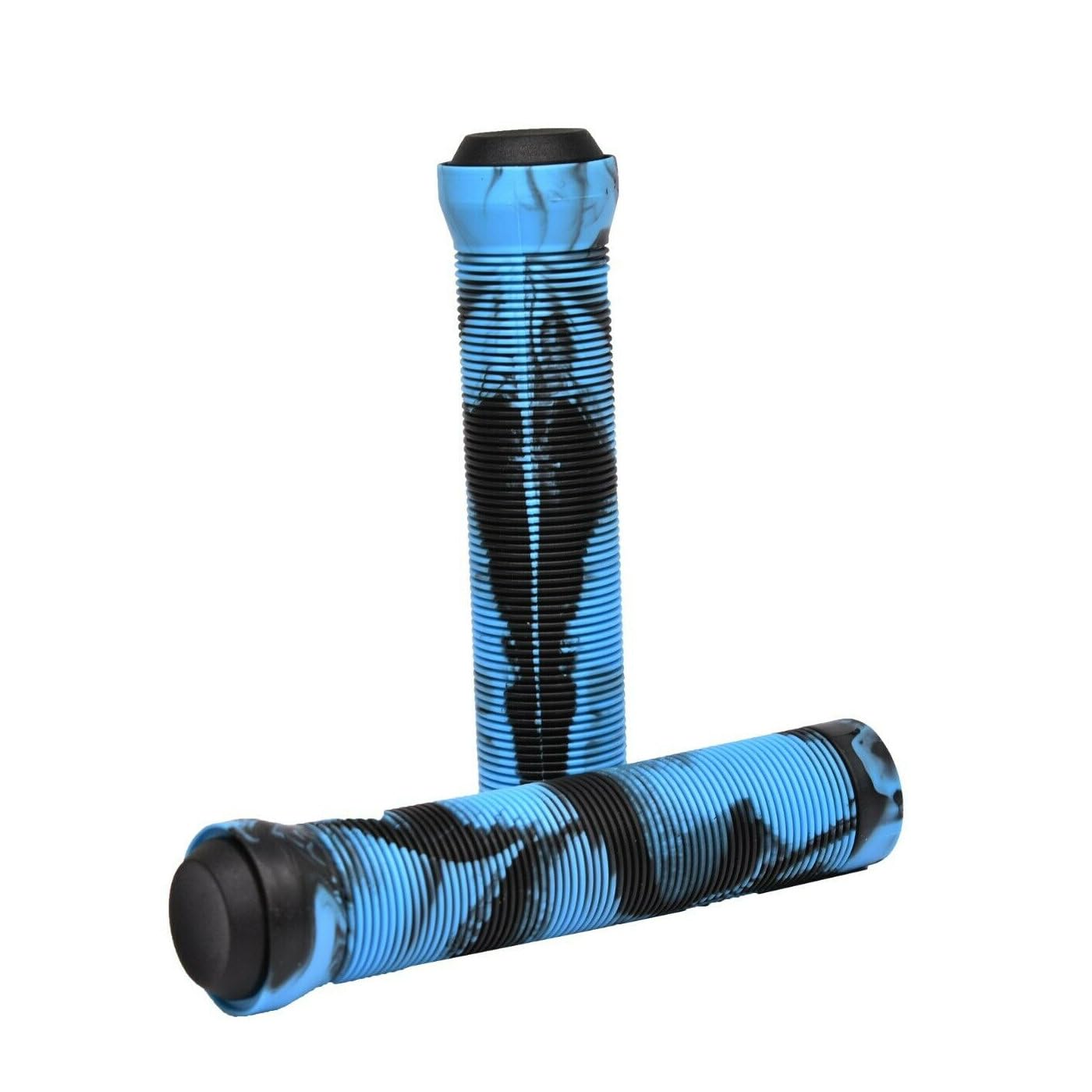 Team Dogz Bicycle Handlebar Grips, Non-Slip Soft Rubber Cycling Grips, Waterproof for MTB BMX Cycle Road Mountain Bike Multi Coloured Rainbow (1 Pair) (Black & Blue)