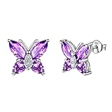 925 Sterling Silver Purple Studs Earrings Women