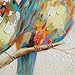 SEVEN WALL ARTS - Abstract Love Birds Picture Hand Painted Modern Vintage Animal Painting Colorful Quirky Birds Artwork for Bedroom Kitchen Room Living Room Home Decor 24 x 24 Inch