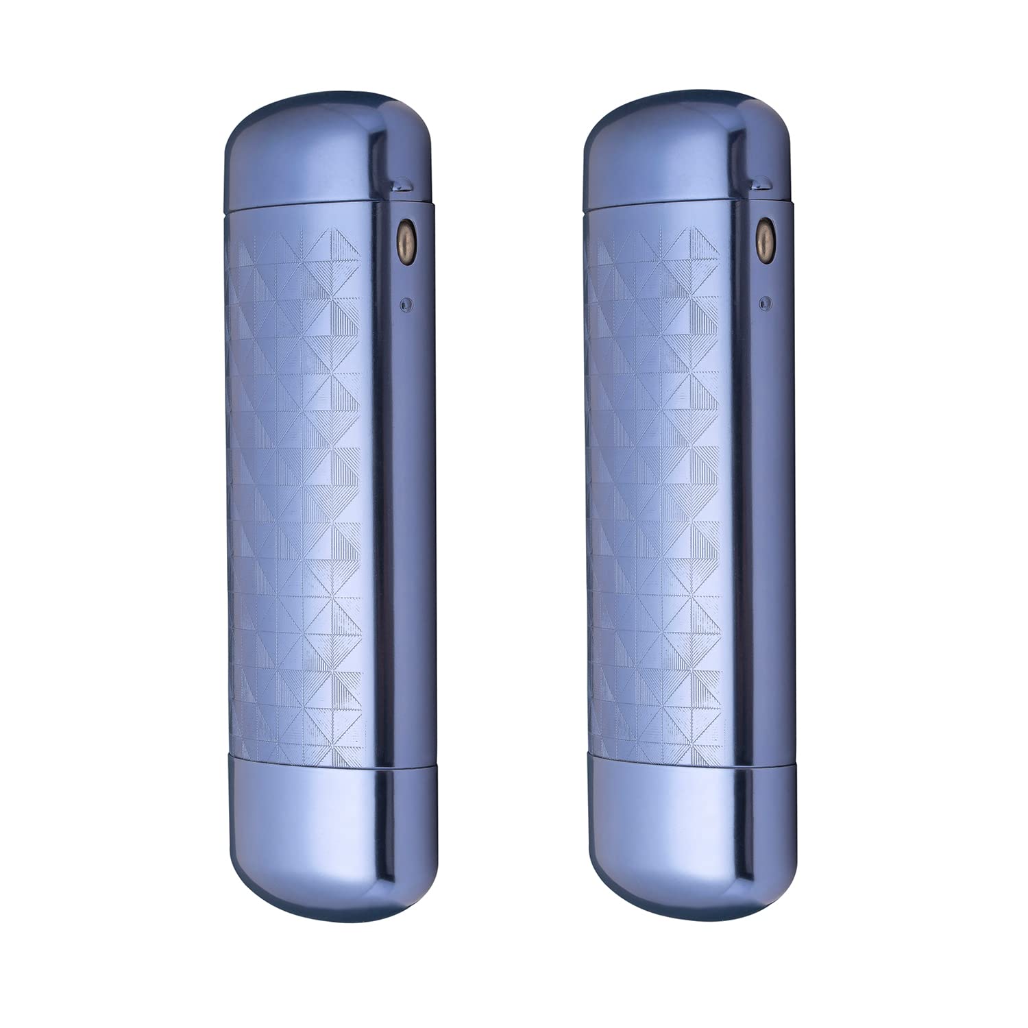 Philley Aluminum Metal Pocket Ultra-Light Silver Eyeglasses Glasses Case(Blue-2pack)