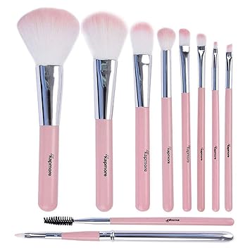 Kapmore 10PCS Pink Makeup Brushes Set Professional Cosmetic Brushes Foundation Brushes Makeup Supplies