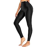 Sghenr Women's High Waisted Yoga Pants Tummy Control Shiny Sports Tights Workout Leggings