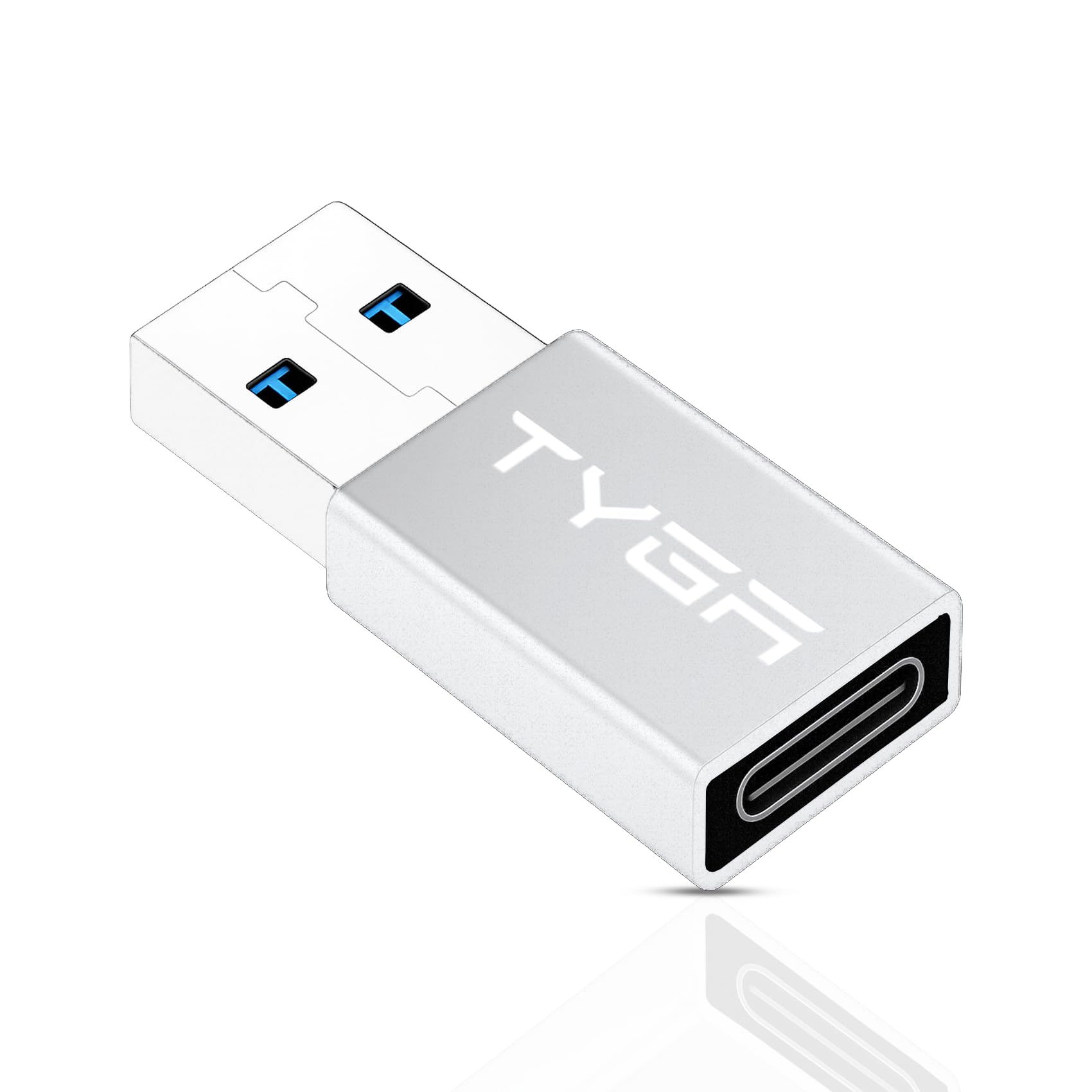 TYGA USB C Female to USB A Male Adapter - 3.0/3.1 Connector - Fast Charging, Converter with High-Speed 5Gbps - Compatible with IOS, Android devices – Data Sync, Transfer, Plug & Play - 1 Silver