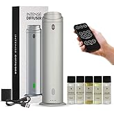INTENSE OUD Waterless Diffuser – 120ML Essential Oil Diffuser & Aromatherapy Diffuser for Rooms up to 1000 Sq Ft, Ultra-Quiet Scent Air Machine with Remote, Timer & 5 Scent Kit – Matte Silver Aluminum