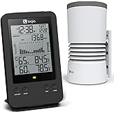 Logia 3-in-1 Rain Gauge Weather Station with Temperature & Humidity, Indoor/Outdoor Weather Monitoring System, Wireless Display Console with History, Alarms and Alerts