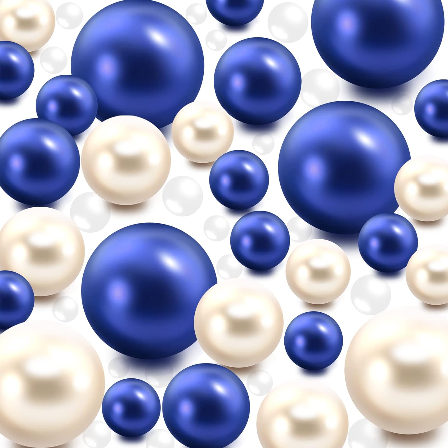 Vase Fillers - 200 Pieces Floating NO Hole Pearls and 10000 Pcs Transparent Water Gels,Floating Beads Pearls for Vases,Pearl Decor,Pearl Decor for Home Weddings Table Party Decor,10/14/ 20mm (Creamy White,RoyalBlue)