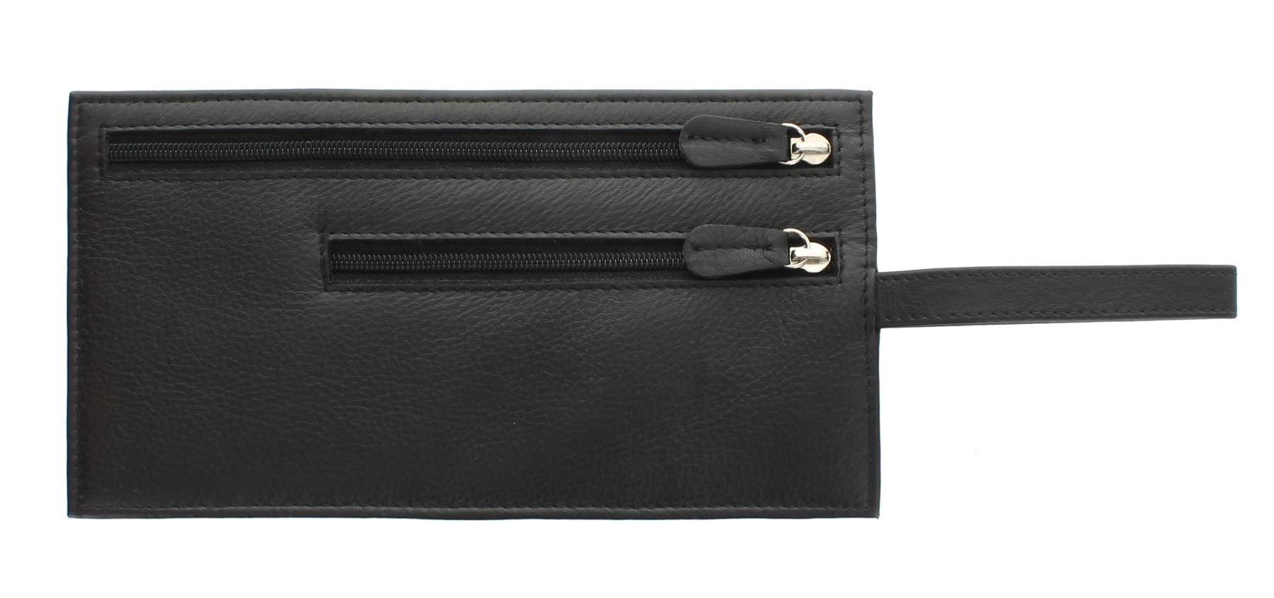 Genuine Leather Security Wallet Pouch with Belt Loop AC501 Black