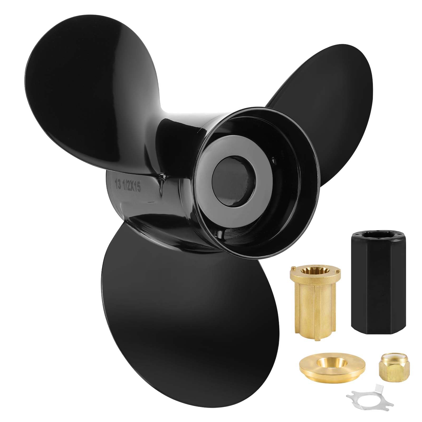 Photo 1 of YOUNG PROPS 12 3/4 x 21Replace OEM#48-77348A45 Upgrade Aluminum Boat Propeller for Mercury Engines 40 50 60 70 75 80 90 100 115 125 140 150HP 12.75dia x 21 Pitch Hub Kits Included 15Spline Tooth RH