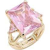 Lavencious Big Bold Radiant CZ Stones Stretch Rings for Women Size for 7-9