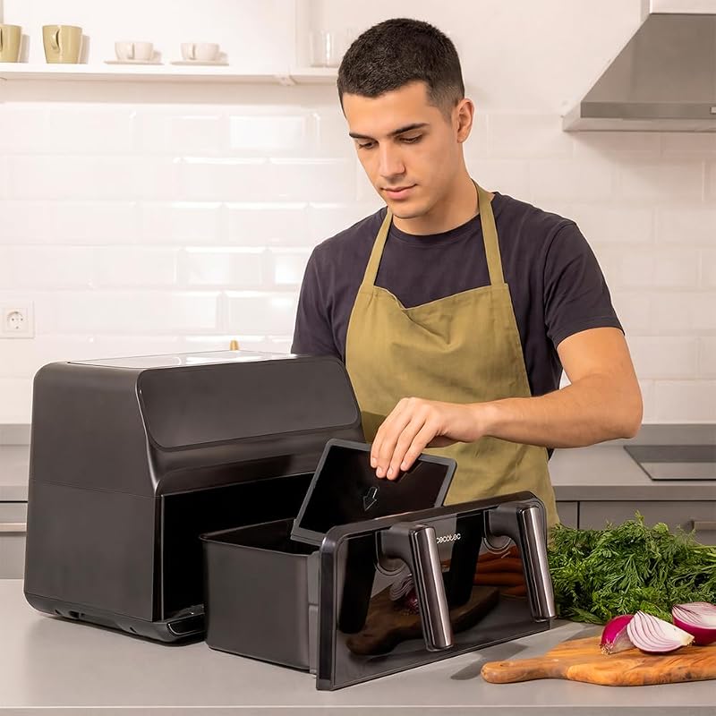 Friggitrice ad Aria Cecofry Advance 9000 Window Plus. 9L o Doppio Cestello 4,5L, 2200W, Temperatura Duale, 8 Menu, Pannello Touch, Finestra Visione, Cottura Rapida Uniforme