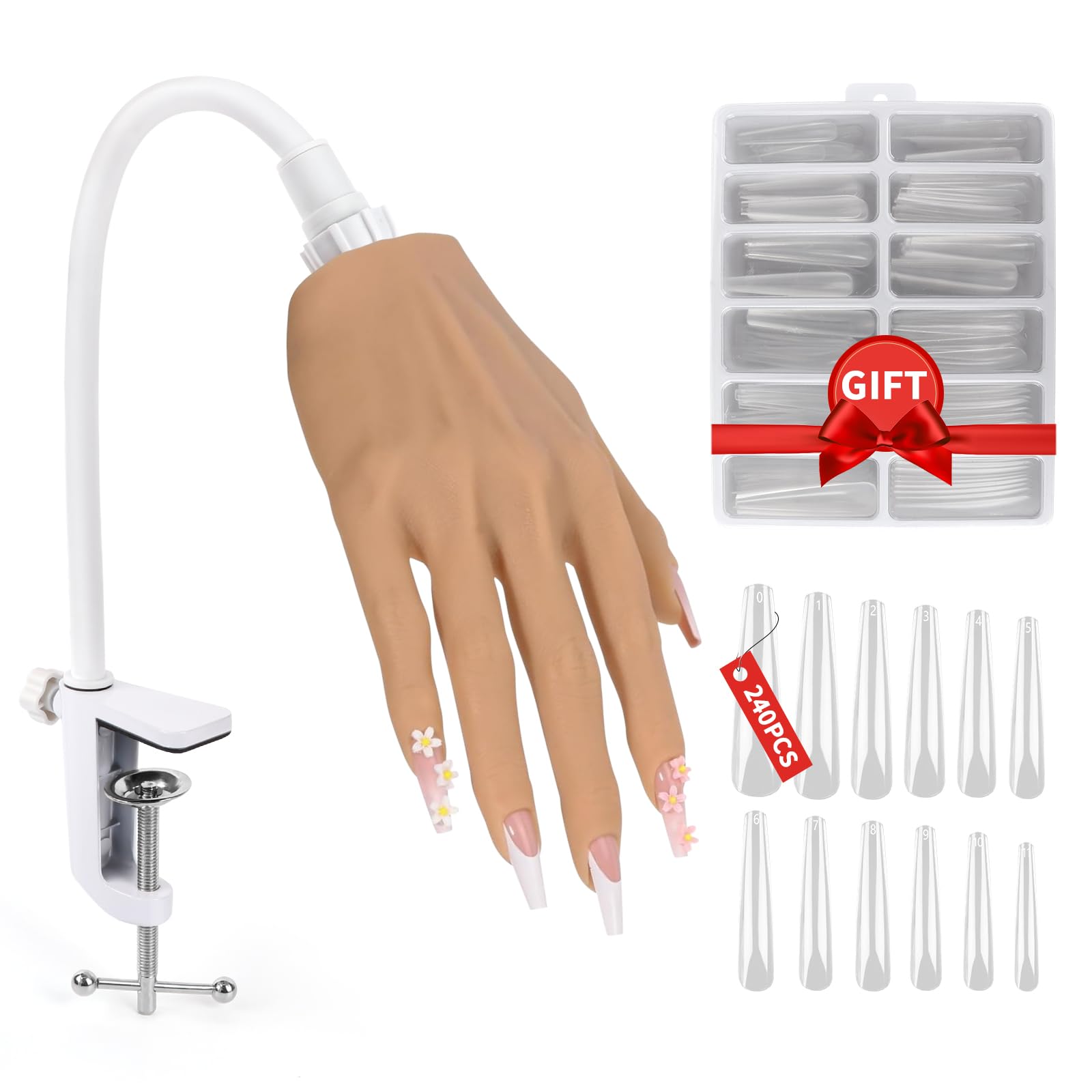 Photo 1 of LIONVISON Practice Hand for Acrylic Nails, Realistic Silicone Nail Hand Practice, Flexible Fake Nail Mannequin Training Hand for Nail Practice, Acrylic Nail Art Practice Tool (with Visible Joints)