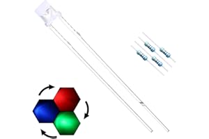 EDGELEC 100pcs 3mm RGB Slow Flashing LED Diodes Multicolor (Colors Changed Automatically) Flat Lens (DC 3V) +100pcs Resistors (for DC 6-12V), Bulb Lamps Light Emitting Diode