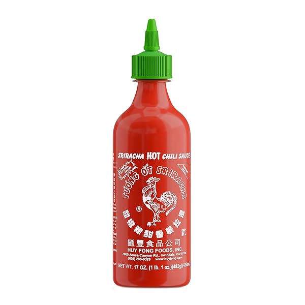 THE ORIGINAL HUY FONG SRIRACHA, 17 OZ ROOSTER SRIRACHA CHILI SAUCE, SPICY FLAVOR HOT SAUCE W/CHILI PEPPER，PACK OF 1
