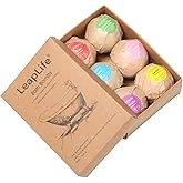 LeapLife Bath Bombs Gift Set,Organic Handmade Large Fizzer with 100% Natural Materials for Kids, Women Men, Best Gift for All Festivals including lemon, rose, lavender, vanilla, green tea, ocean(6pcs)
