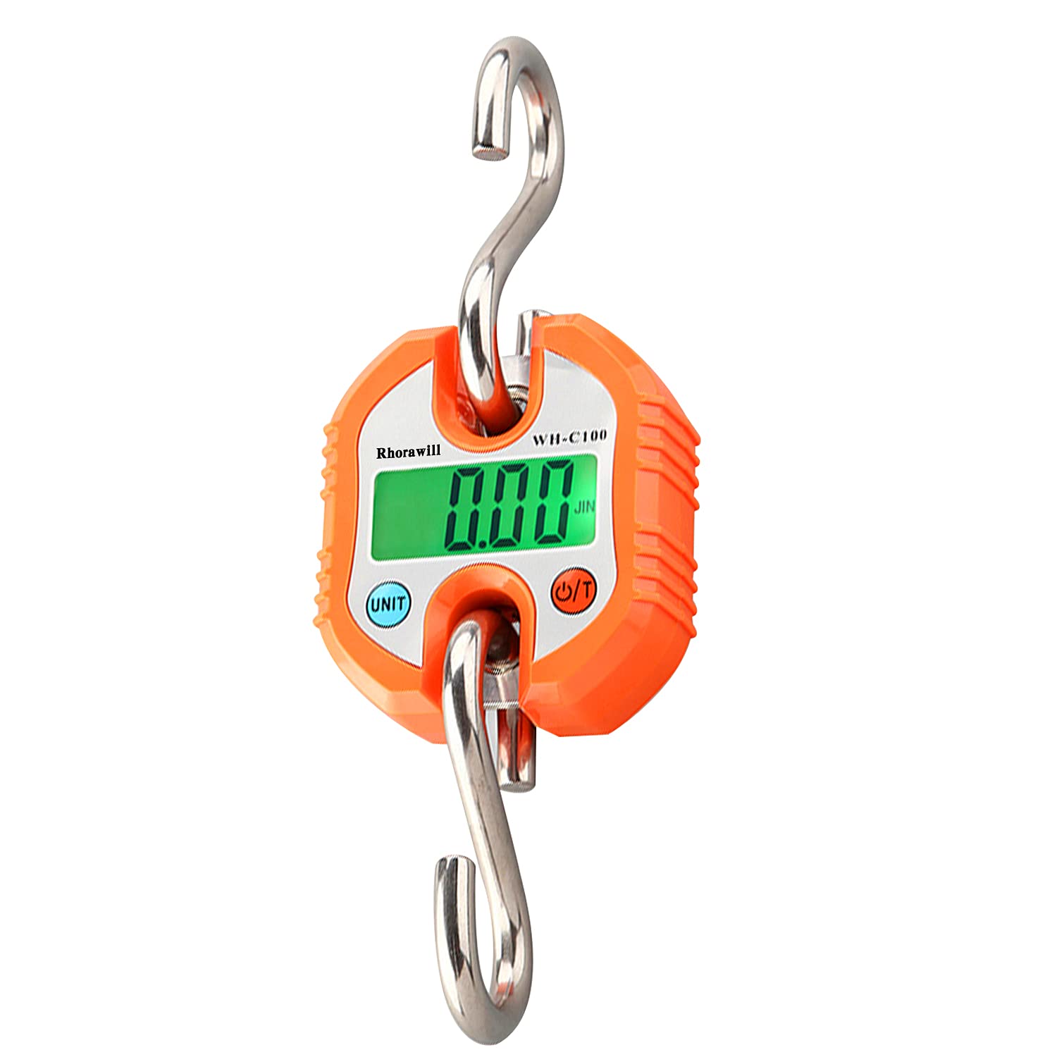 Rhorawill Luggage Scales Crane Scale 150kg Double Accuracy Electronic Digital Hook Scale Mini LCD Loop Hanging Scale Luggage Fishing Scale Heavy Duty Weight Balance with Tare Function(Orange)