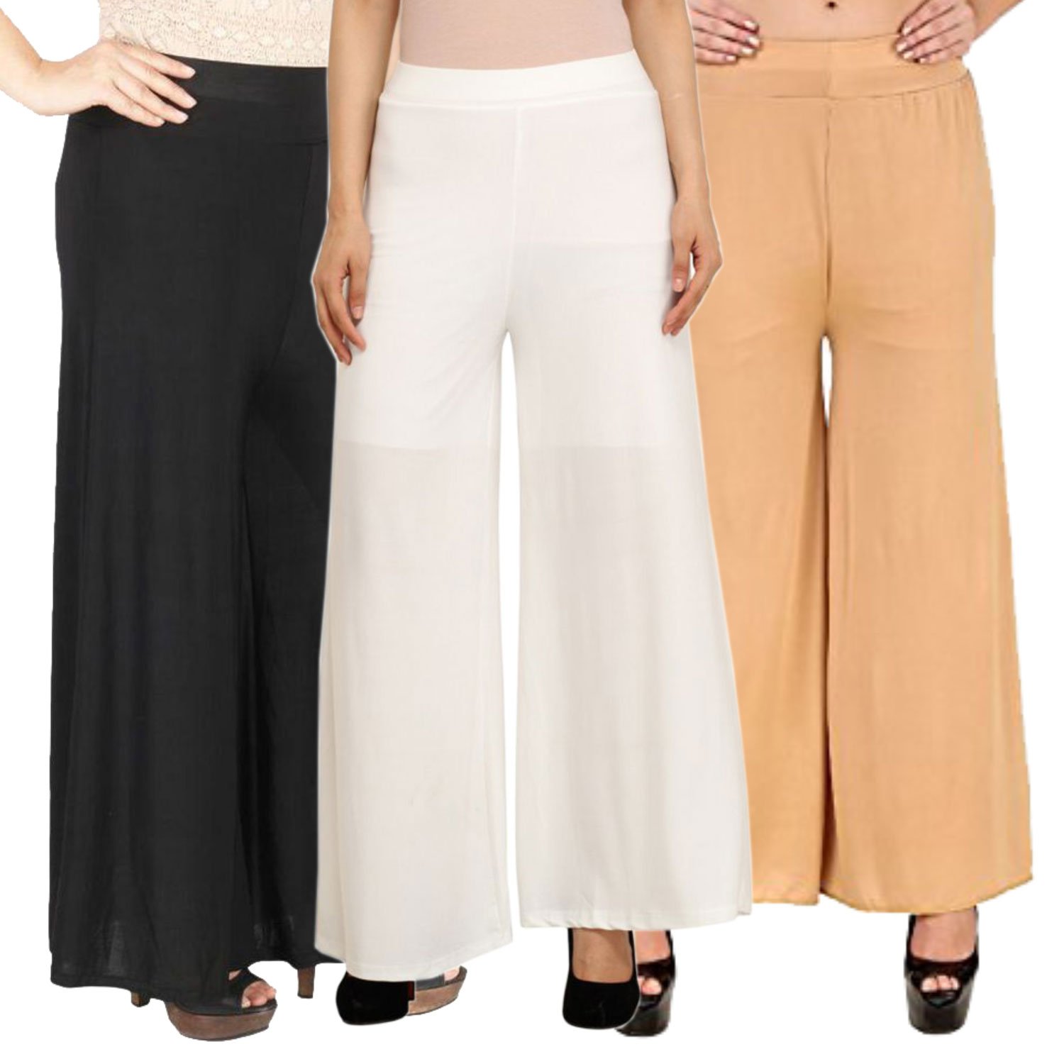 stylish casual wear pant palazzo combo (pack of 3) - free size