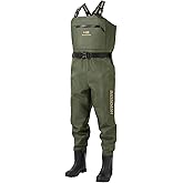 BASSDASH Men’s PVC Chest Wader Ripstop High Strength Boot Foot Waders for Fly Fishing Hunting FW13