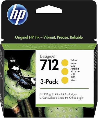 HP 712 Yellow 29-ml 3-pack Genuine Ink Cartridge for DesignJet T650 T630 T250