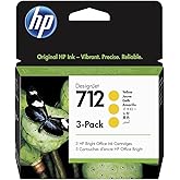 HP 712 Yellow 29-ml 3-Pack Genuine Ink Cartridges (3ED79A) for DesignJet T650, T630, T230, T210 & Studio Plotter Printers
