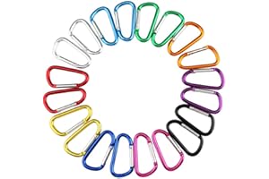 FULARR 20Pcs 5cm Locking Carabiner, Mini Carabiner Keychain, Aluminum Alloy Carabiner Snap Hook and Clip Hook, for Attaching 
