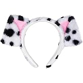 Jmkcoz Dalmatian Costume Headband Puppy Dog Ears Headband Animal Headwear for Halloween 101 Costume Dress Up Party