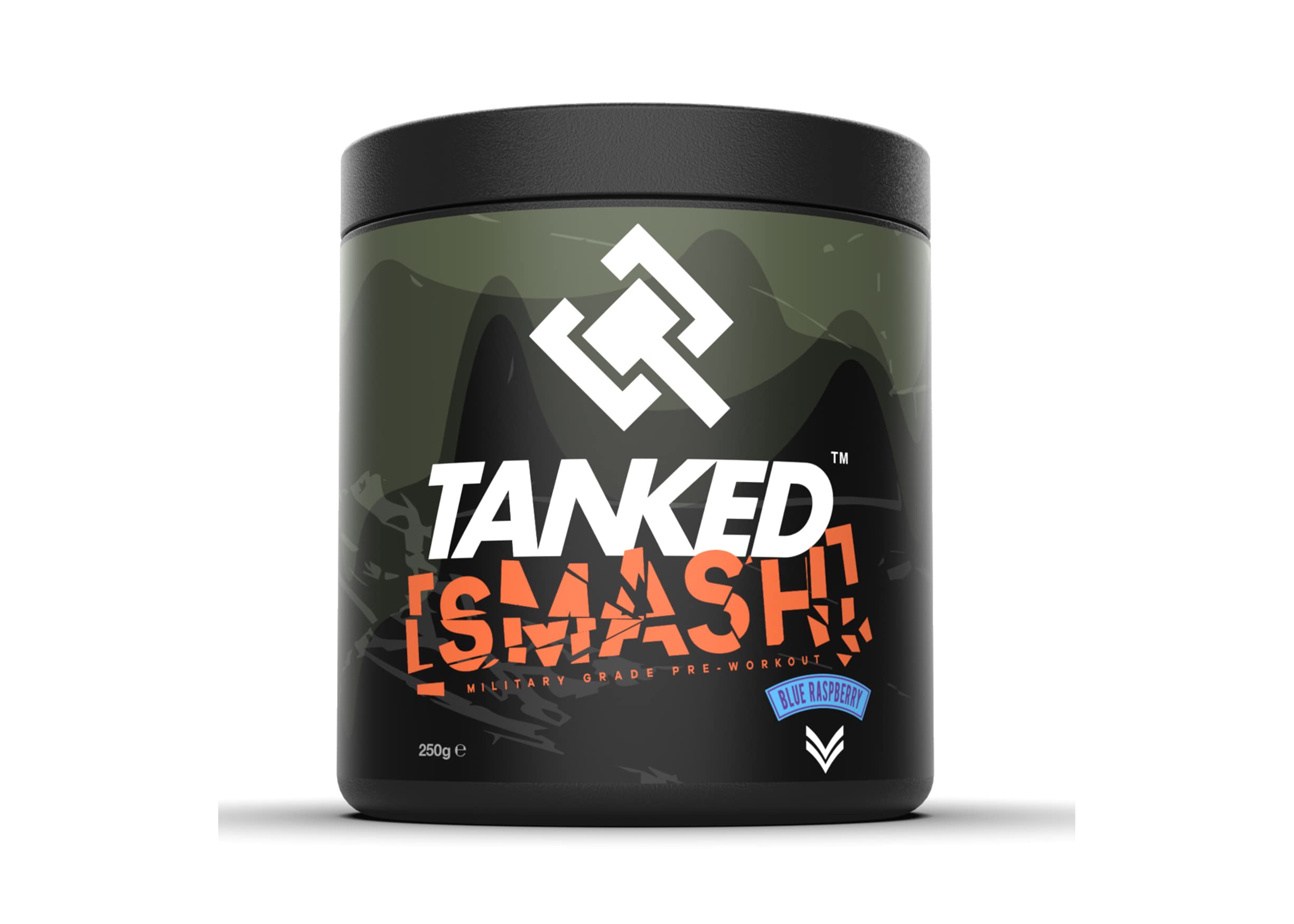 Tanked Smash Pre Workout Powder 250g – Energy Drink with Creatine Monohydrate – Improves Focus & Intensity Levels – 50 Servings (Blue Raspberry)