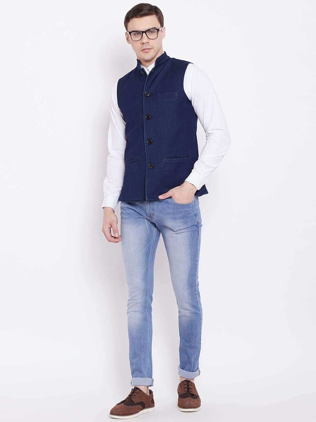 modi jacket with shirt and jeans