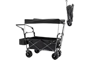 LINOR Stroller Wagons for 2 Kids, Collapsible Wagon with Seat Belt and Canopy, Kids Wagon Beach Cart with Big Wheels for Sand, Folding Wagon for Shopping, Picnic, Camping, Garden (Stroller Wagon)