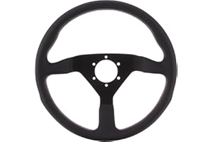 MOMO Montecarlo Street Steering Wheel Black Leather, Brushed Black Anodized Spoke Red Stitch, 350mm