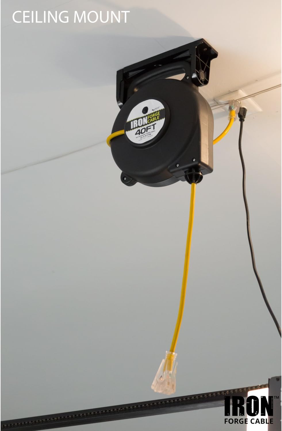 40 Ft Retractable Extension Cord Reel 12/3 SJTW Heavy Duty Yellow Cable