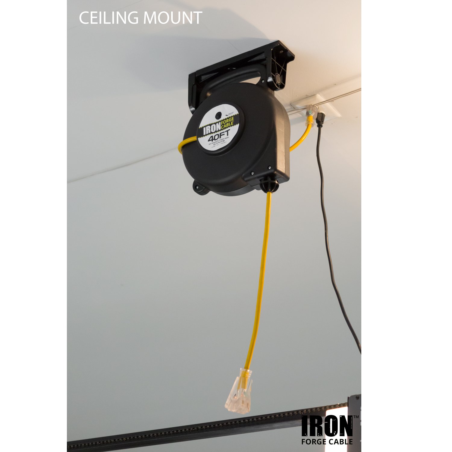 40 Ft Retractable Extension Cord Reel 2 In 1 Mountable Portable Power