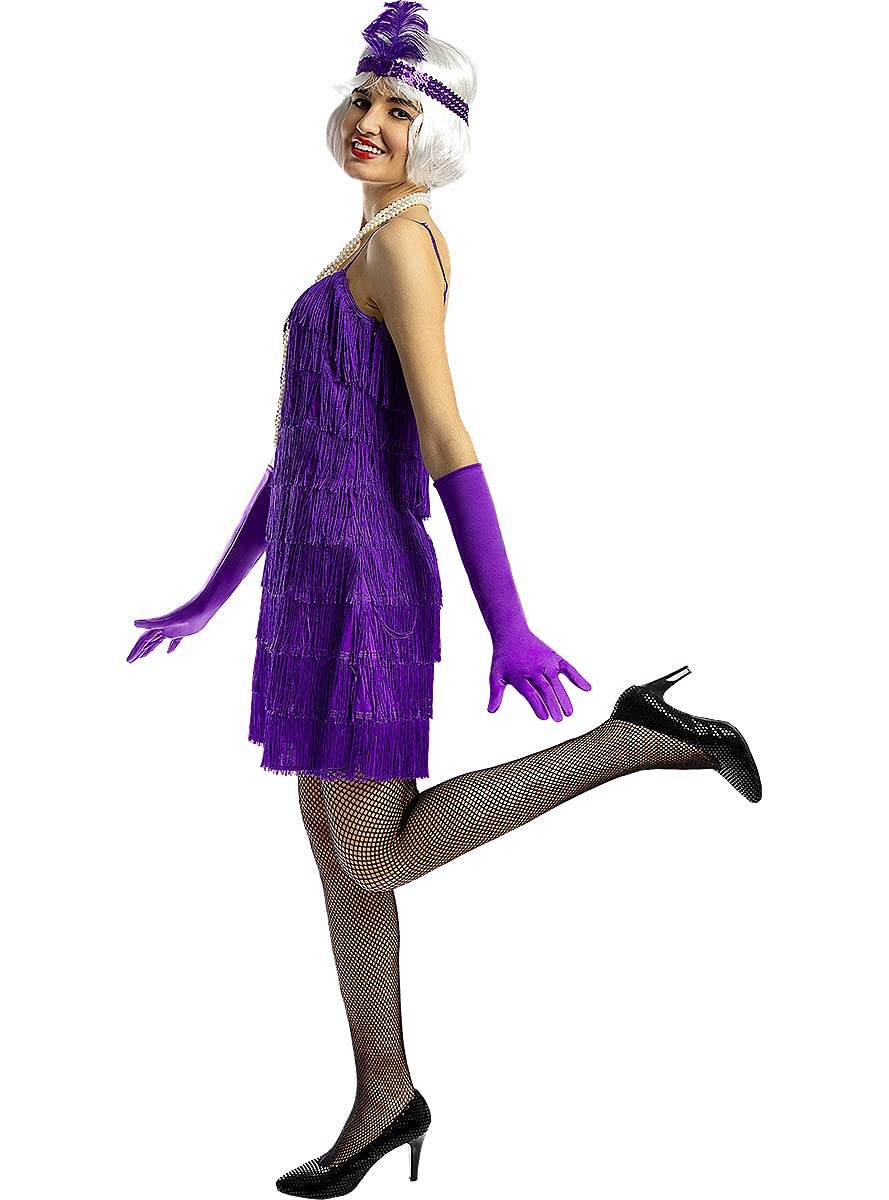 Funidelia | 1920s Flapper Costume in Violet for woman 20s, Cabaret, Gangster, Decades - Costumes for adults, accessory fancy dress & props for Halloween, carnival & parties - Size S - Purple