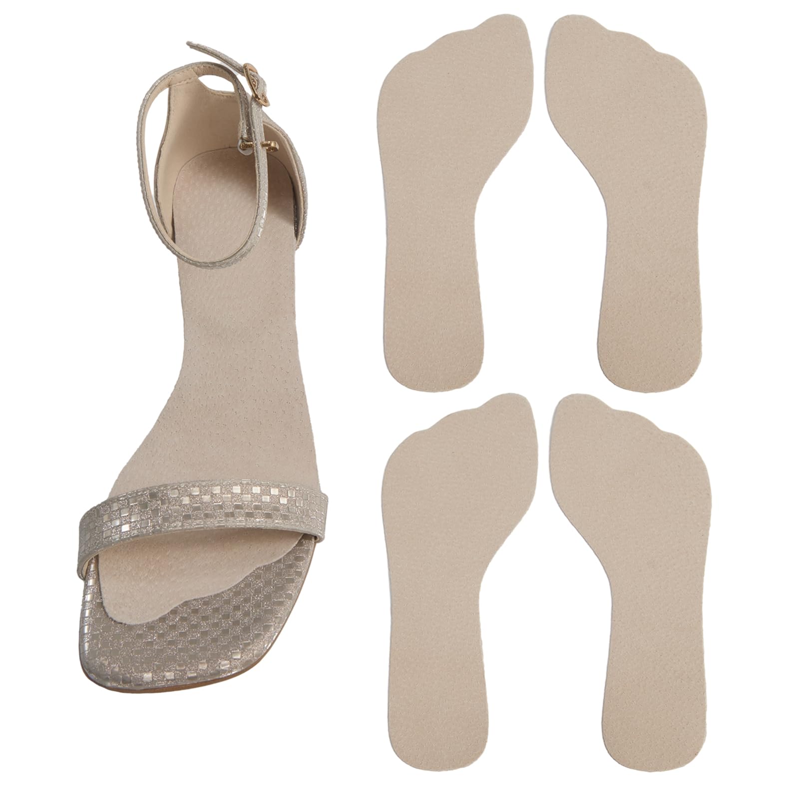 Photo 1 of 2 Pairs Pigskin Non-Slip High Heel Inserts, Ultra-Thin Adhesive Barefoot Sandal Inserts, New Lengthened 3/4 Weight Shifting Insoles for Dress Shoes, Flats and Boots