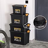 TOUGH MASTER 18L Heavy Duty Storage Box Lid Stackable Tool Home Office Workshop view 6