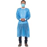 10 Pack Blue Medical Isolation Gowns Disposable Hospital-Grade Surgical Lab Coat for Men &amp; Women - Essential PPE for Dental &amp; Medical Professionals By PlastCare USA
