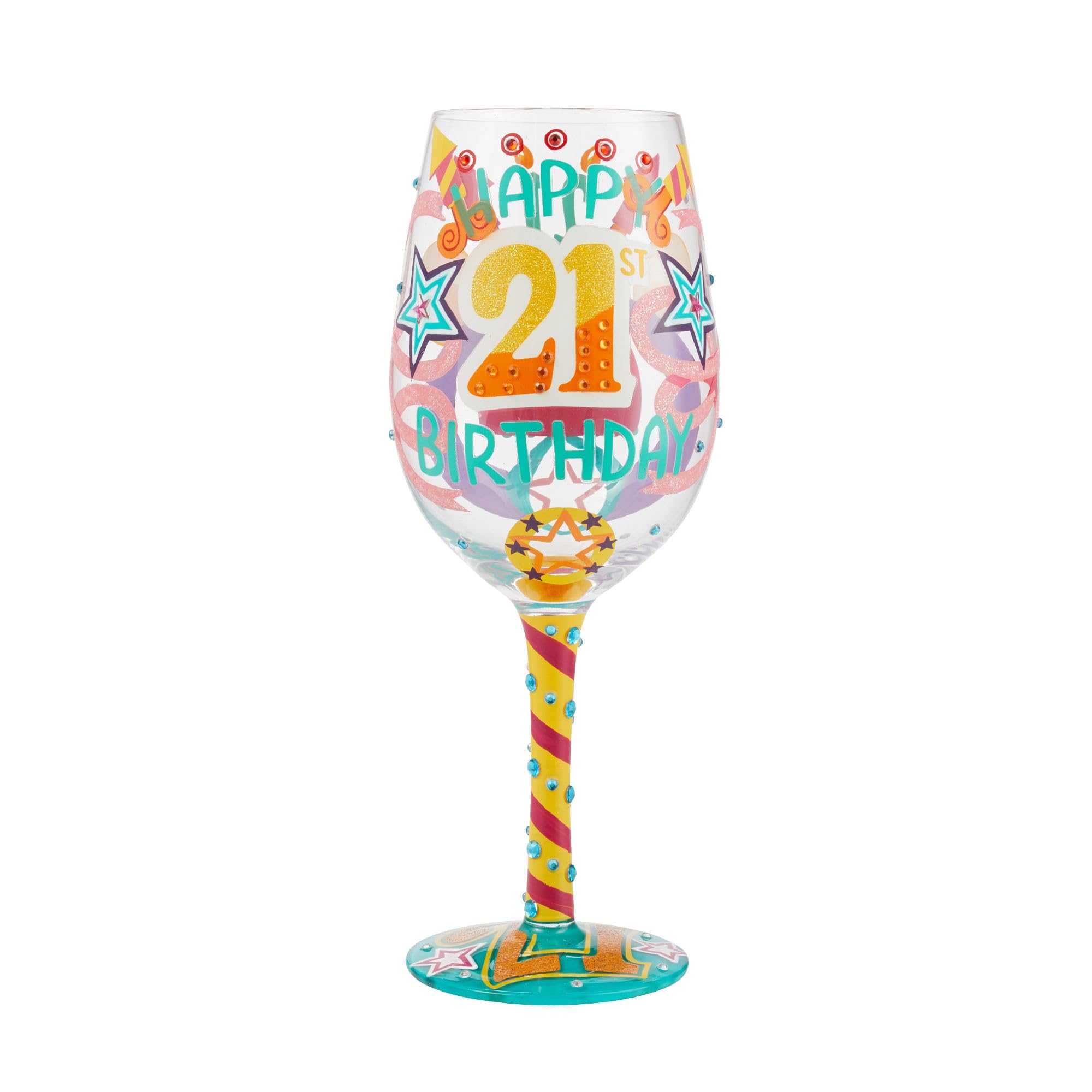 Enesco Lolita Happy 21st Birthday Wine Glass Drinking Glasses