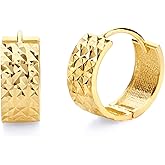 14k REAL Yellow Gold 5mm huggie Hoop Earrings (12 x 12mm)