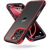 Mobnano Compatible with iPhone 16 Pro Max Case, with Multicolor Protective Shockproof Bumpers, Crystal Clear Back Not Yellowing Anti-Scratch Hard PC Back & Soft Silicone TPU Frame Cover - Black/Red