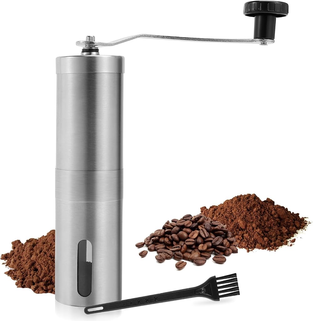 UNIFUN Manual Coffee Grinder Burr Ceramic Conical Stainless Steel Compact