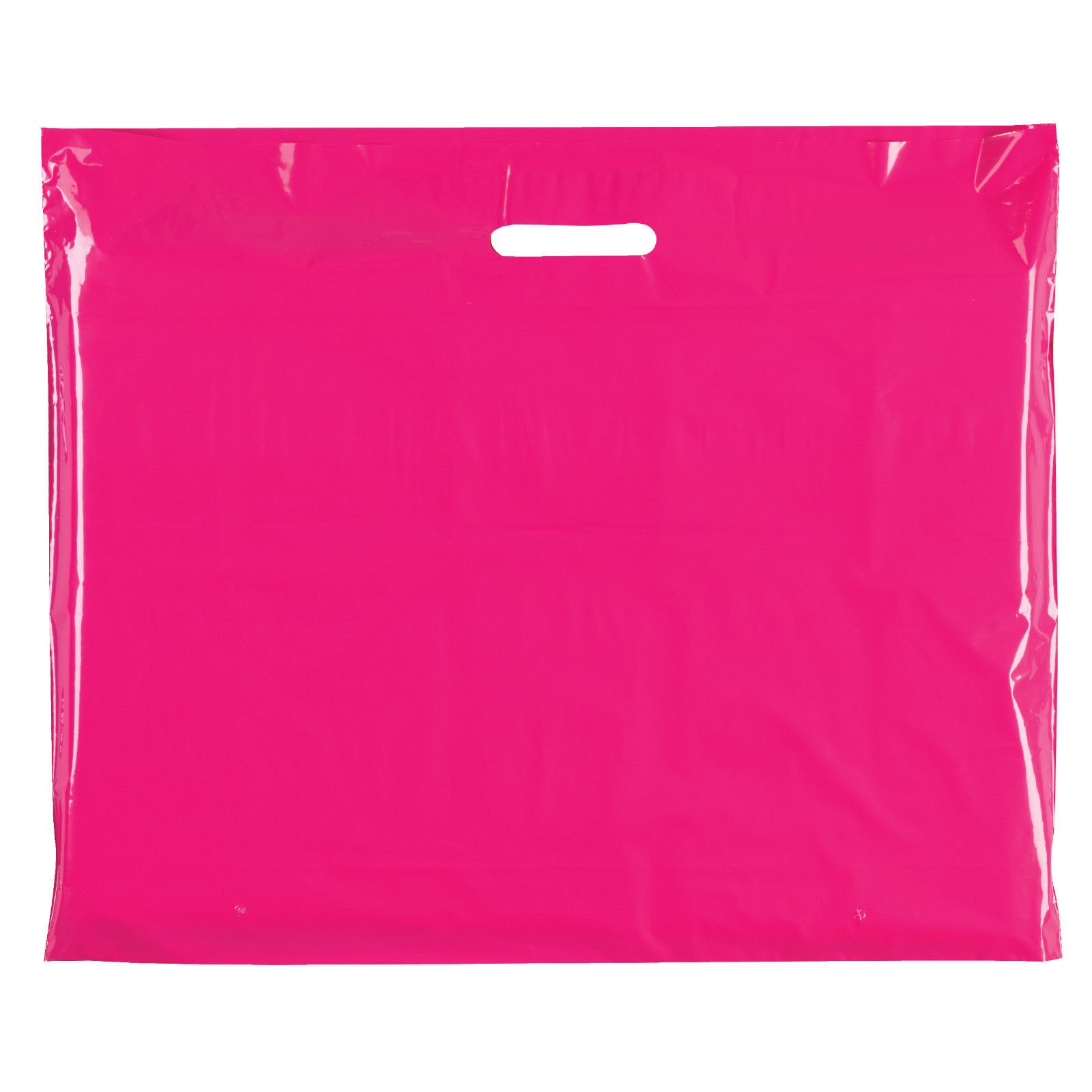 100x Plain Fuchsia 22"X18"+4(55.88cm x 45.72cm) Plastic Carrier Bags - Modern Printed Strong Gift Shopping Bags