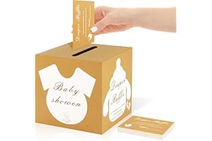 HIMOMO Brown Diaper Raffle Card Box Donation Box Ballot Box Raffle Box Safe Suggestion Box with Raffle Tickets, Cards Ballot Box with Slot Collection Box (Brown)