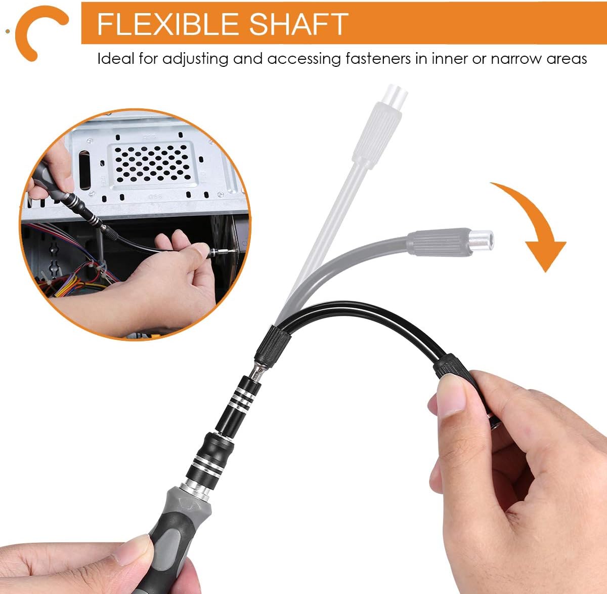 ORIA 60 PCS Screwdriver Set, Magnetic Repair Tool Kit with 56 Precision Bits, Black - - 