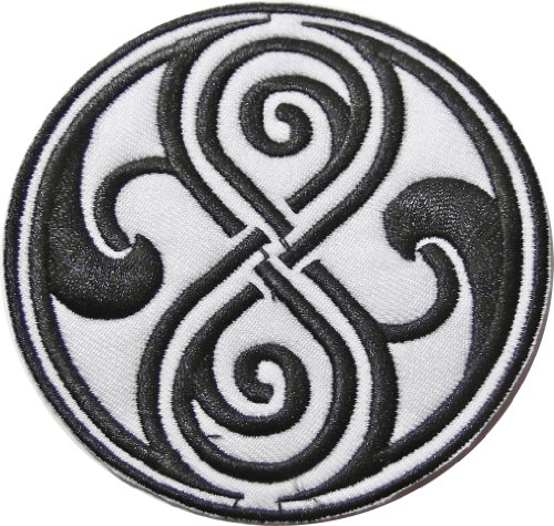 Doctor Who SEAL OF RASSILON Black on White 3 1/2" Diameter Embroidered PATCH