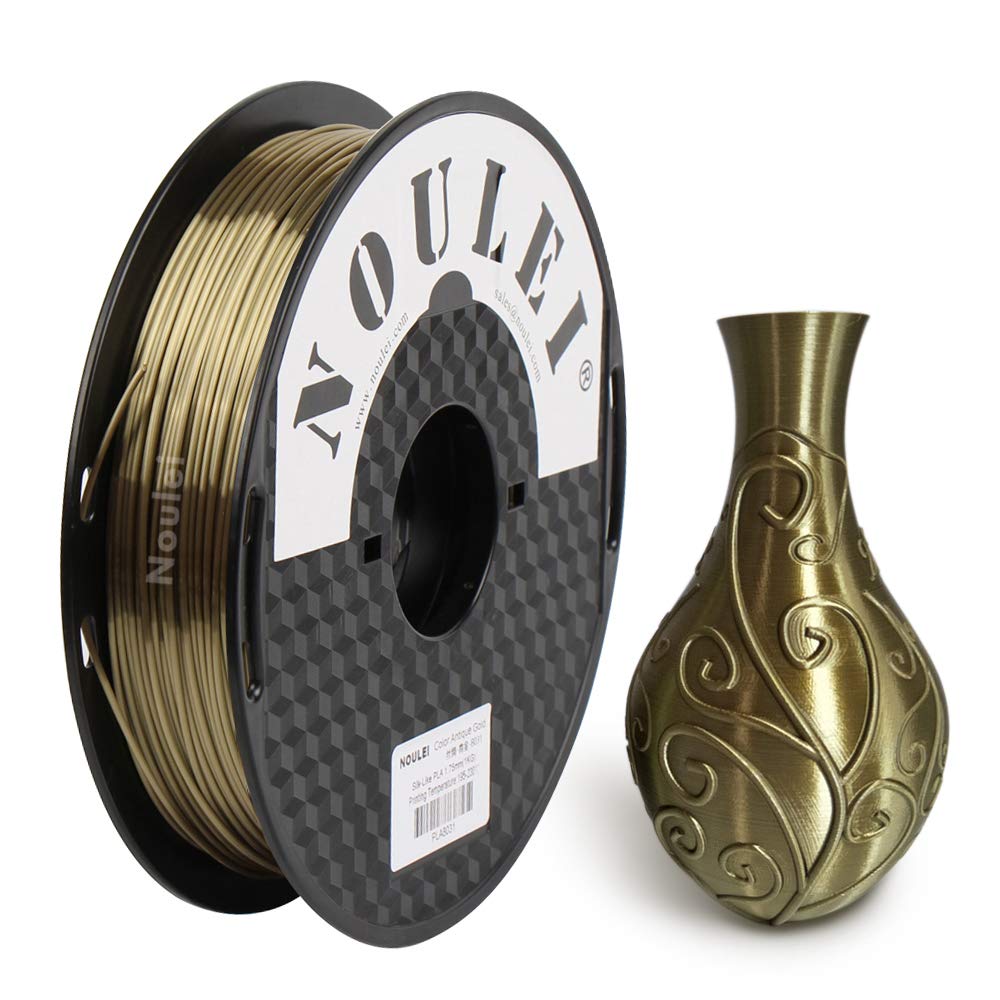 Noulei Silk PLA 3D Printer Filament 1.75mm, 500g Shiny Printing Materials Antique Gold