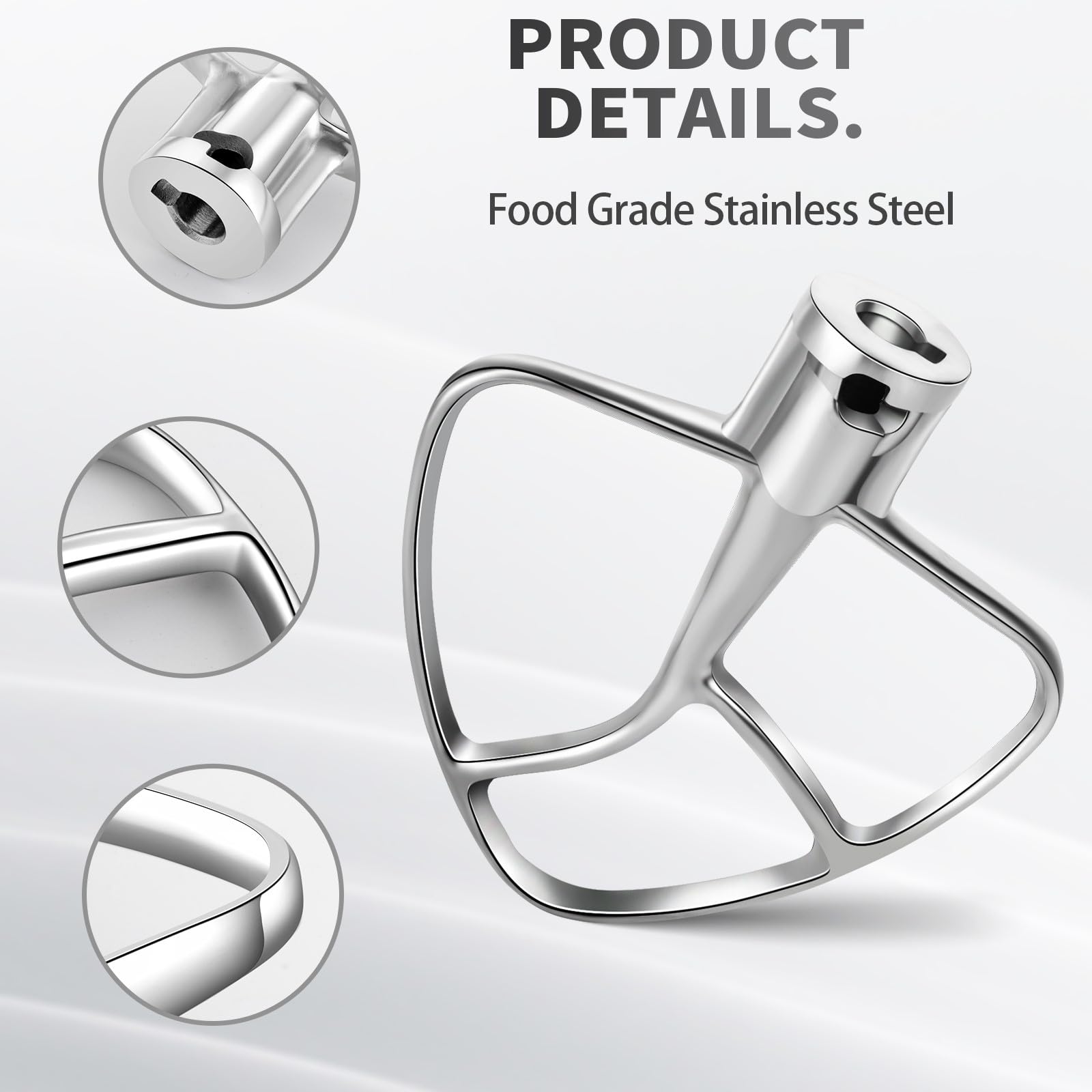 Stainless Steel Flex Edge Beater for KitchenAid Mixer, Fits Tilt-Head Stand Mixer Bowls For 4.5-5 Quart Bowls, Kitchenaid Paddle Attachment by ABTER