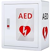 NLShan Wall Mounted AED Defibrillator Cabinet, Metal Steel Plate Storage Cabinet with Snap Lock, Fit All Brands of AED, 14.2 x 7.9 x 15.8 Inch