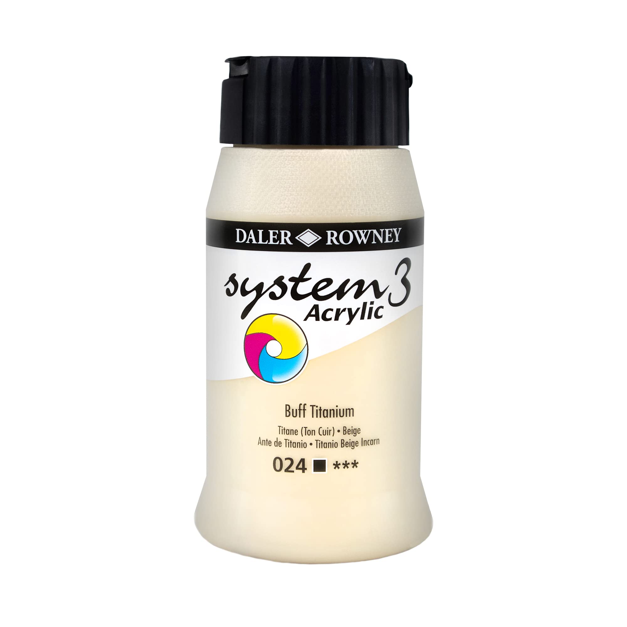 Daler-Rowney System3 Acrylic Paint, Plastic Pot, 16.91oz - 500 ml, Buff Titanium, 0