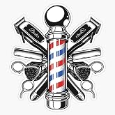 Vintage Barber Shop Barbers Pole Hair Stylist Window Bumper Sticker Decal 5"