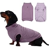 IECOii 2 Pack Fleece Dog Sweaters - Warm & Soft & Stretchy, Coat for Cold Weather, Medium Dogs Boy Girl Fleece Sweaters for Home, Trips, and Walks (Size L,Dark Purple & Light Purple)