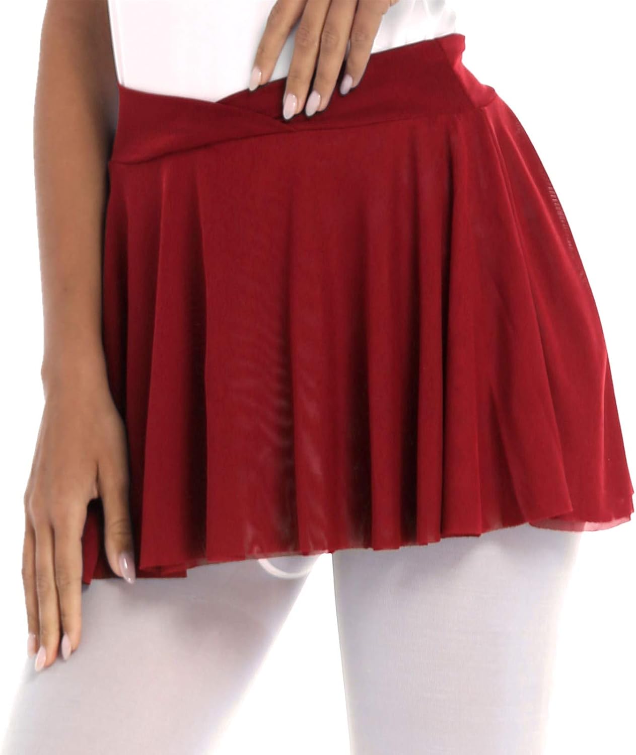 TSSOE Adult Dance PullOn Ballet Circle Skirt for Women Girls Mesh Mini